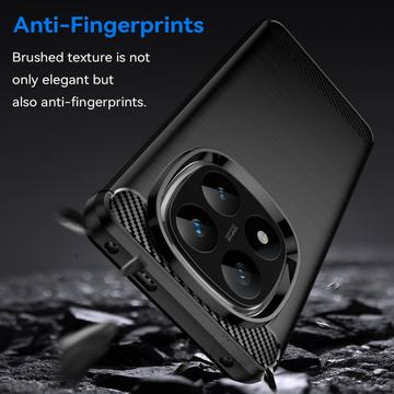 Xiaomi Redmi Note 14 Pro+ 5G Børstet TPU Cover - Karbonfiber - Sort