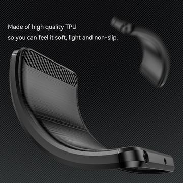 Xiaomi Redmi Note 14 Pro+ 5G Børstet TPU Cover - Karbonfiber - Sort