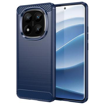 Xiaomi Redmi Note 14 Pro+ 5G Børstet TPU Cover - Karbonfiber - Blå