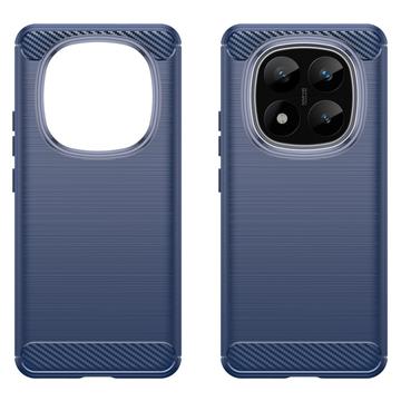 Xiaomi Redmi Note 14 Pro+ 5G Børstet TPU Cover - Karbonfiber - Blå