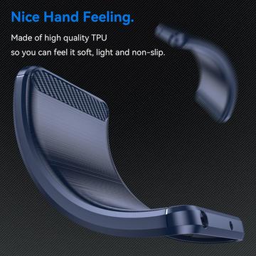 Xiaomi Redmi Note 14 Pro+ 5G Børstet TPU Cover - Karbonfiber - Blå