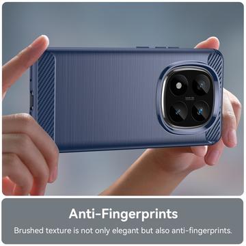 Xiaomi Redmi Note 14 Pro+ 5G Børstet TPU Cover - Karbonfiber - Blå