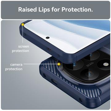 Xiaomi Redmi Note 14 Pro+ 5G Børstet TPU Cover - Karbonfiber - Blå