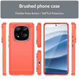 Xiaomi Redmi Note 14 Pro+ 5G Børstet TPU Cover - Karbonfiber - Rød