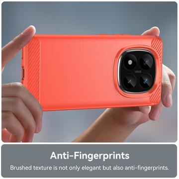 Xiaomi Redmi Note 14 Pro+ 5G Børstet TPU Cover - Karbonfiber - Rød