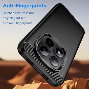Xiaomi Redmi Note 15 Pro 5G Børstet TPU Cover - Karbonfiber - Sort