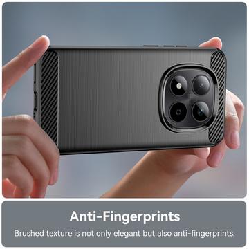Xiaomi Redmi Note 15 Pro 5G Børstet TPU Cover - Karbonfiber - Sort