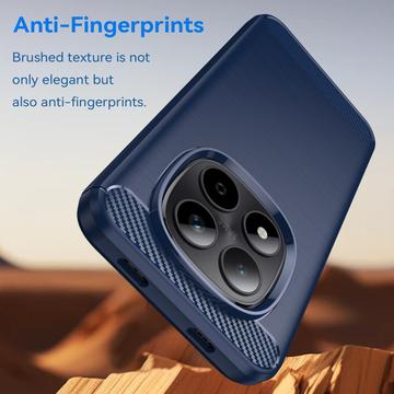 Xiaomi Redmi Note 15 Pro 5G Børstet TPU Cover - Karbonfiber - blå