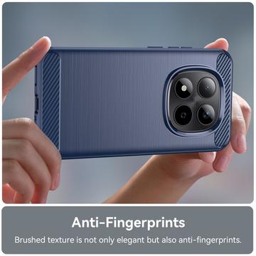 Xiaomi Redmi Note 15 Pro 5G Børstet TPU Cover - Karbonfiber - blå