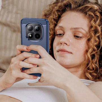 Xiaomi Redmi Note 15 Pro 5G Børstet TPU Cover - Karbonfiber - blå