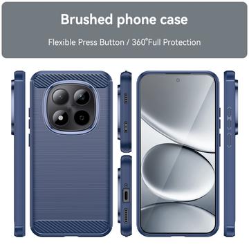 Xiaomi Redmi Note 15 Pro 5G Børstet TPU Cover - Karbonfiber - blå