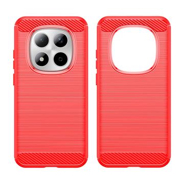 Xiaomi Redmi Note 15 Pro 5G Børstet TPU Cover - Karbonfiber - rød