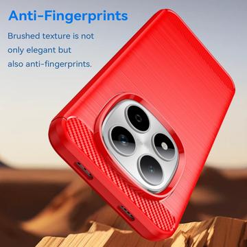 Xiaomi Redmi Note 15 Pro 5G Børstet TPU Cover - Karbonfiber - rød