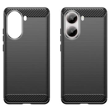 Xiaomi Redmi Turbo 4/Poco X7 Pro Børstet TPU Cover - Karbonfiber - Sort