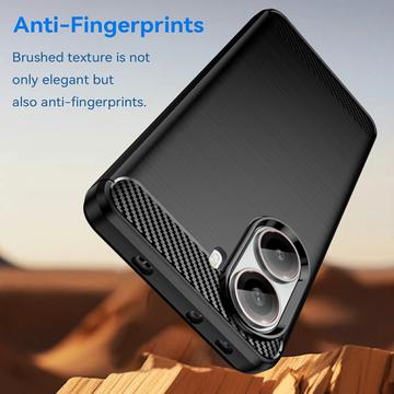 Xiaomi Redmi Turbo 4/Poco X7 Pro Børstet TPU Cover - Karbonfiber - Sort