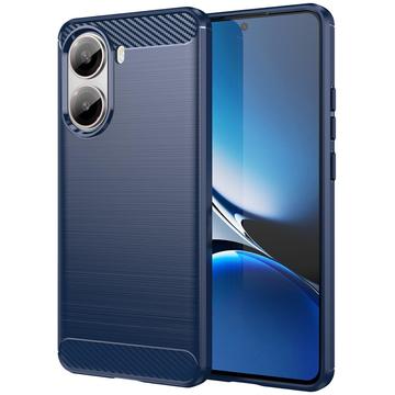 Xiaomi Redmi Turbo 4/Poco X7 Pro Børstet TPU Cover - Karbonfiber - Blå