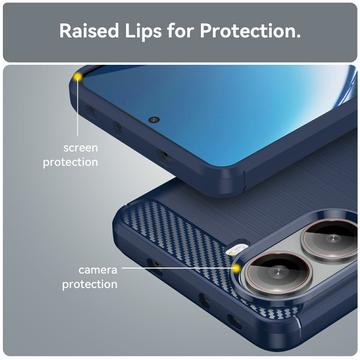 Xiaomi Redmi Turbo 4/Poco X7 Pro Børstet TPU Cover - Karbonfiber - Blå