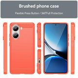 Xiaomi Redmi Turbo 4/Poco X7 Pro Børstet TPU Cover - Karbonfiber - Rød