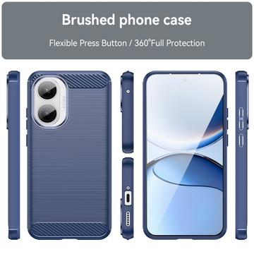 Xiaomi Redmi Turbo 4 Pro Børstet TPU Cover - Karbonfiber - blå