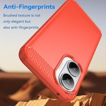 Xiaomi Redmi Turbo 4 Pro Børstet TPU Cover - Karbonfiber - rød