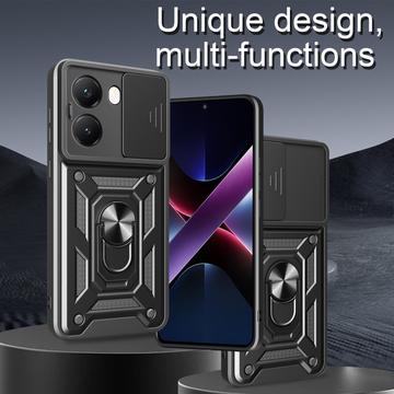 Xiaomi Redmi Turbo 4/Poco X7 Pro Roterende Ring Hybrid Cover med Kameraskjold - Blå