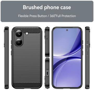 Xiaomi Redmi Turbo 5/Poco X8 Pro Børstet TPU Cover - Karbonfiber - Sort