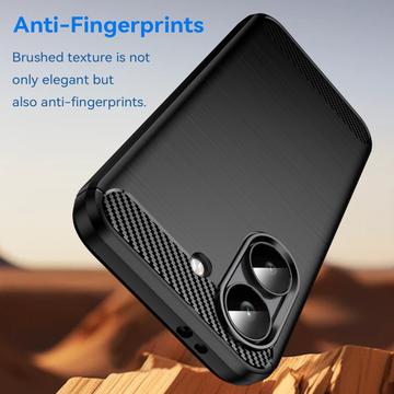 Xiaomi Redmi Turbo 5/Poco X8 Pro Børstet TPU Cover - Karbonfiber - Sort