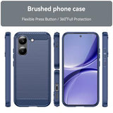 Xiaomi Redmi Turbo 5/Poco X8 Pro Børstet TPU Cover - Karbonfiber - blå