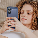 Xiaomi Redmi Turbo 5/Poco X8 Pro Børstet TPU Cover - Karbonfiber - blå