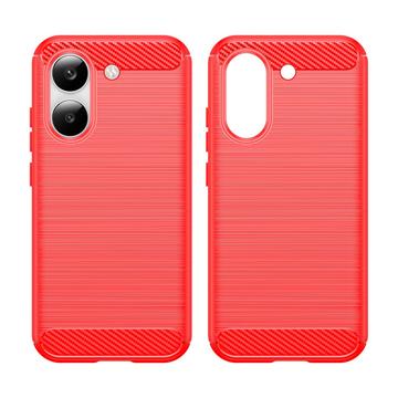 Xiaomi Redmi Turbo 5/Poco X8 Pro Børstet TPU Cover - Karbonfiber - rød