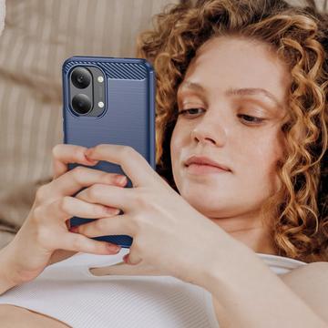 Xiaomi Redmi Turbo 5 Max/Poco X8 Pro Max Børstet TPU Cover - Karbonfiber - blå