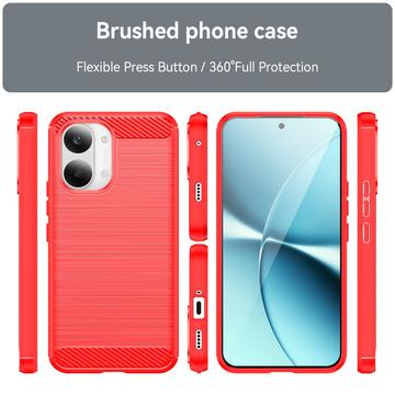 Xiaomi Redmi Turbo 5 Max/Poco X8 Pro Max Børstet TPU Cover - Karbonfiber - rød