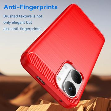 Xiaomi Redmi Turbo 5 Max/Poco X8 Pro Max Børstet TPU Cover - Karbonfiber - rød