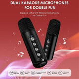 YS307 Home Karaoke Bluetooth-højttaler RGB-lyshøjttaler med 2 mikrofoner - sort