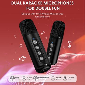 YS307 Home Karaoke Bluetooth-højttaler RGB-lyshøjttaler med 2 mikrofoner - sort