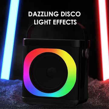 YS307 Home Karaoke Bluetooth-højttaler RGB-lyshøjttaler med 2 mikrofoner - sort