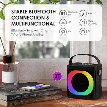 YS307 Home Karaoke Bluetooth-højttaler RGB-lyshøjttaler med 2 mikrofoner - sort