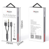 Yesido YAU18 2-i-1 Lightning AUX- og opladningskabel - 1.2m
