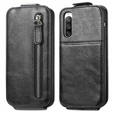 Lynlåslomme Sony Xperia 10 IV Vertikal Flip Cover - Sort