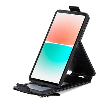 Lynlåslomme Sony Xperia 10 IV Vertikal Flip Cover - Sort
