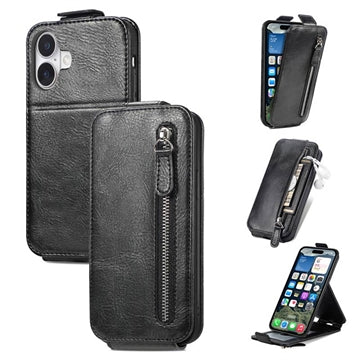 iPhone 16 Plus Lynlåslomme Vertikal Flip Cover - Sort