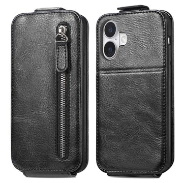 iPhone 16 Plus Lynlåslomme Vertikal Flip Cover - Sort
