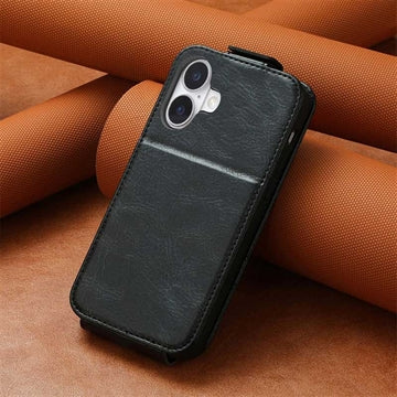 iPhone 16 Plus Lynlåslomme Vertikal Flip Cover - Sort