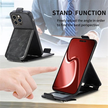 iPhone 16 Pro Lynlåslomme Vertikal Flip Cover - Sort