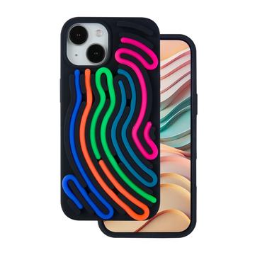 iPhone 11 DIY slange-silikone cover med farvede snore - sort