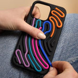 iPhone 11 DIY slange-silikone cover med farvede snore - sort