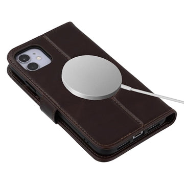 iPhone 11 MyTPhone CardMate MagSafe Læder Pung Cover med Kortholder, Stativ, 2x Skærmbeskyttelse - mørkebrun
