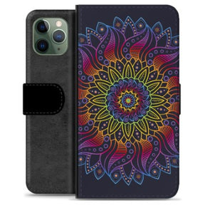iPhone 11 Pro Premium Flip Cover med Pung - Farverig Mandala