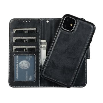 iPhone 11 Vintage 2-i-1 Etui M. Aftageligt Cover - sort