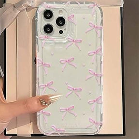 iPhone 12/12 Pro TPU-cover med sløjfe - lyserød / klar